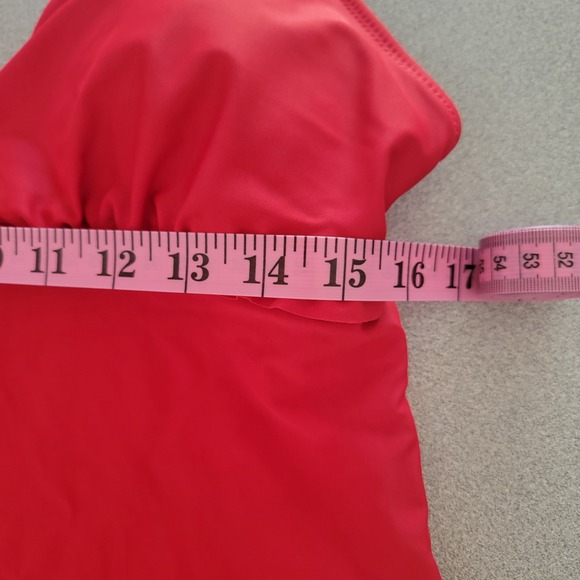 Old‎ Navy Swim Tankini Top Ruffle Trim V Neck Red Swimsuit XL - Picture 2 of 5